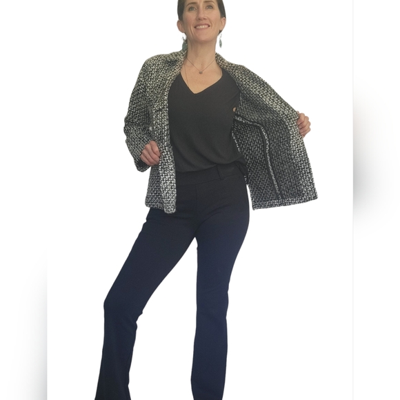 Chico's Acrylic Blend Black& White Blazer/ Jacket Size 0 (US S/4) - Picture 4 of 13